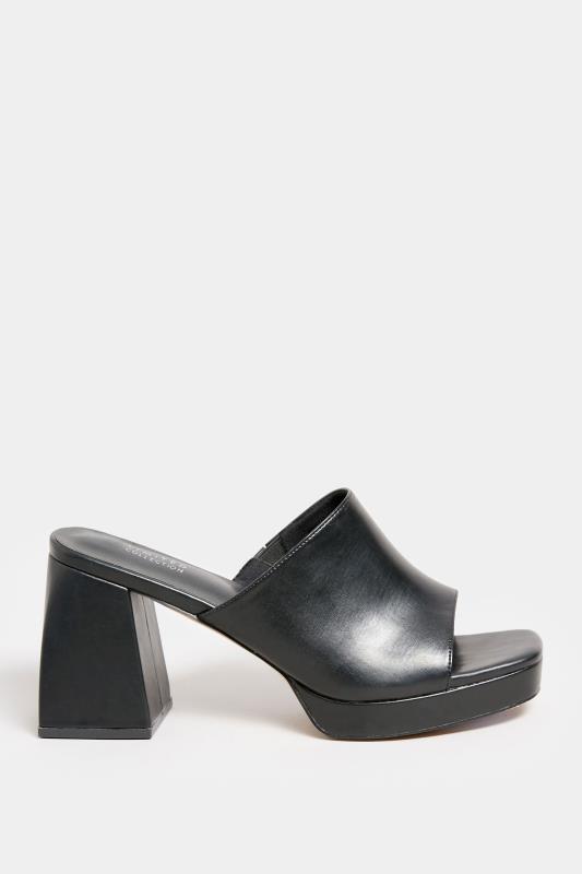 Black Platform Block Mule Sandal Heels In Wide E Fit | Yours Clothing  3