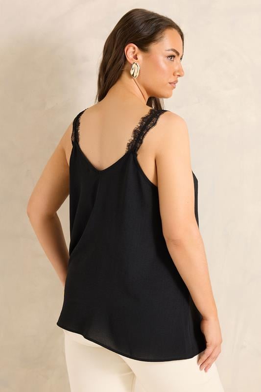 EVANS Curve Black Lace Trim Cami Vest Top 2