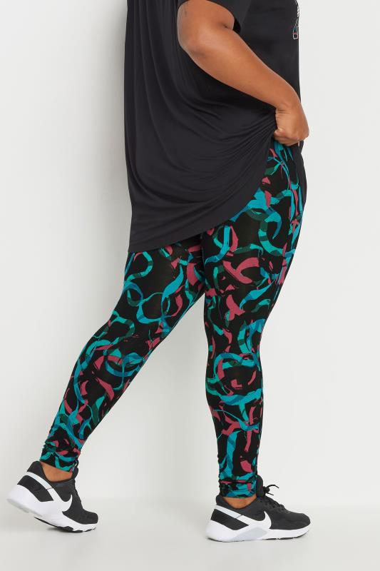 YOURS ACTIVE Plus Size Black Swirl Print Leggings | Yours Clothing 4