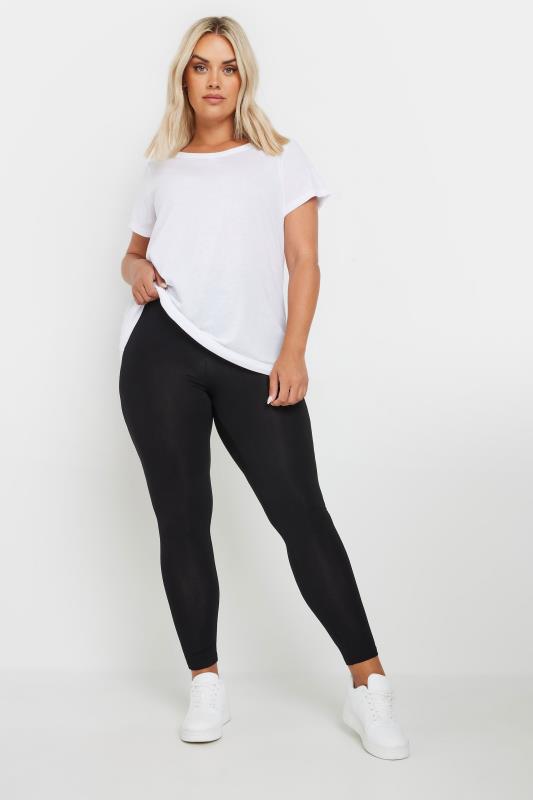 Plus Size 2 PACK Black Soft Touch Stretch Leggings | Yours Clothing 3