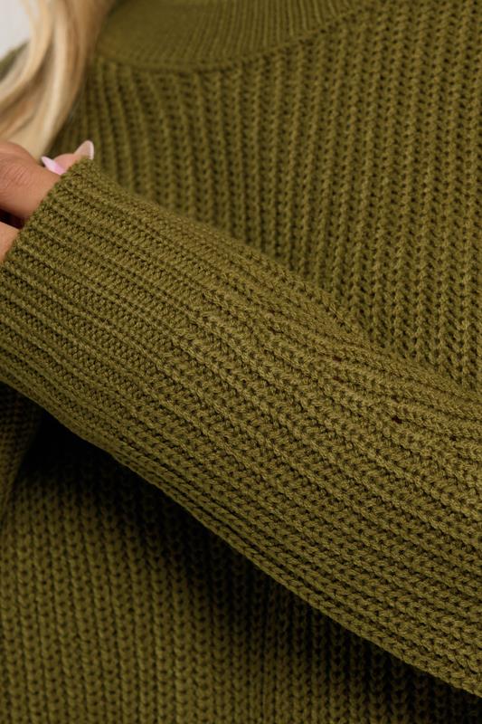 YOURS Plus Size Olive Green Drop Shoulder Jumper | Yours Clothing 6