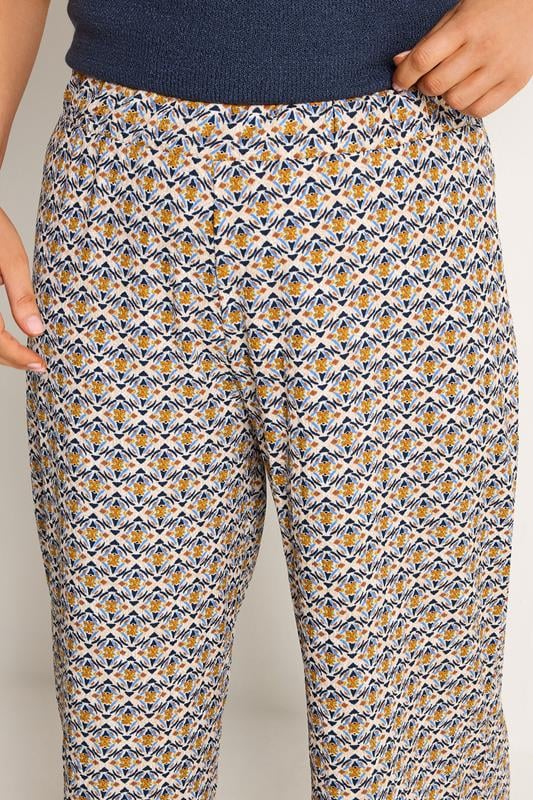 YOURS Plus Size Natural Brown Geometric Textured Wide Leg Trousers | Yours Clothing 4