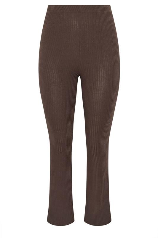 YOURS Plus Size Chocolate Brown Flare Leggings | Yours Clothing 5
