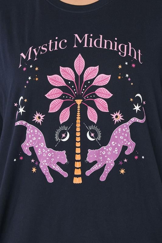 YOURS Plus Size Navy Blue 'Mystic Midnight' Cuffed Pyjama Set | Yours Clothing 4