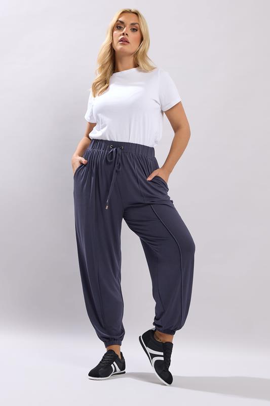 YOURS Plus Size Navy Blue Balloon Joggers | Yours Clothing 1