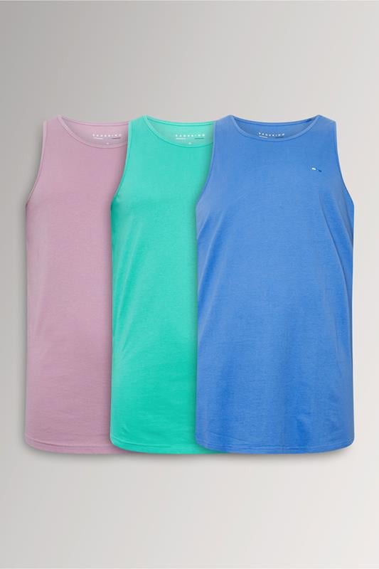 BadRhino Big & Tall Purple/ Blue/ Teal Green 3 Pack Vests