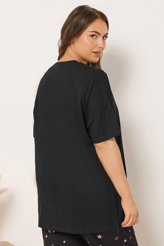 YOURS Plus Size Black 'Life Is Better In Pyjamas' Slogan Pyjama Top | Yours Clothing 4