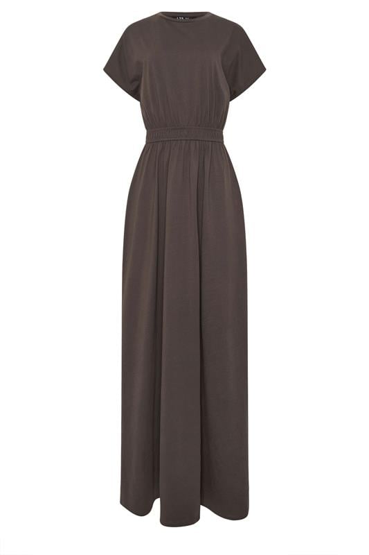 LTS Tall Women's Chocolate Brown Jersey Shirred Waist Cotton Maxi Dress | Long Tall Sally 5