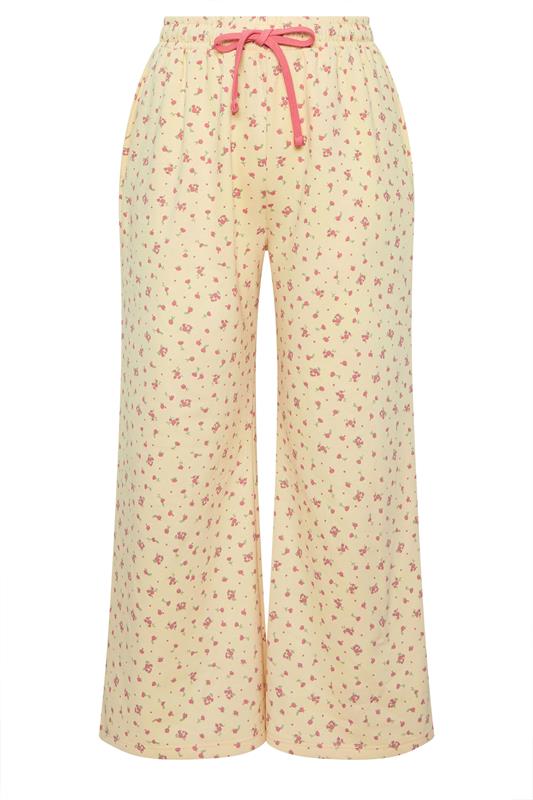 LIMITED COLLECTION Plus Size Yellow Ditsy Floral Straight Leg Joggers | Yours Clothing 5