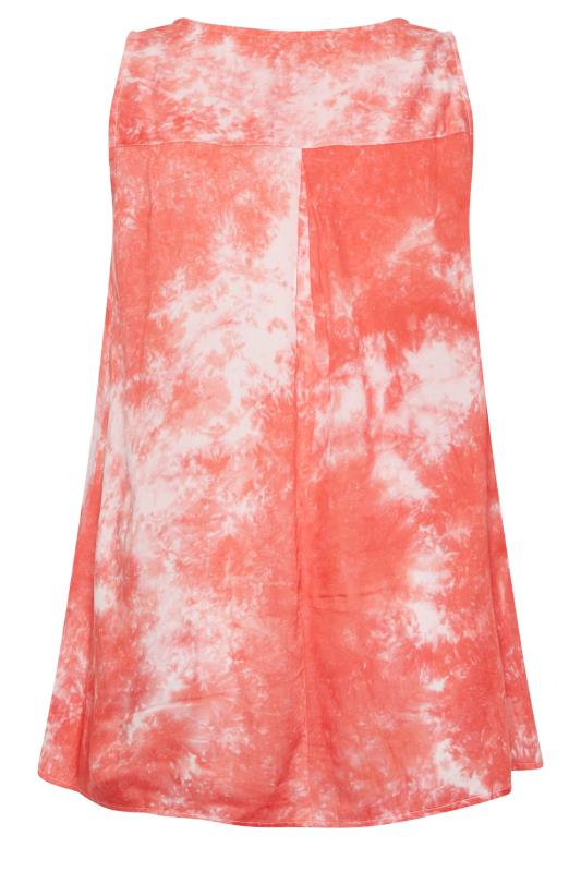 YOURS Curve Coral Orange Tie Dye Print Swing Top | Yours Clothing 7