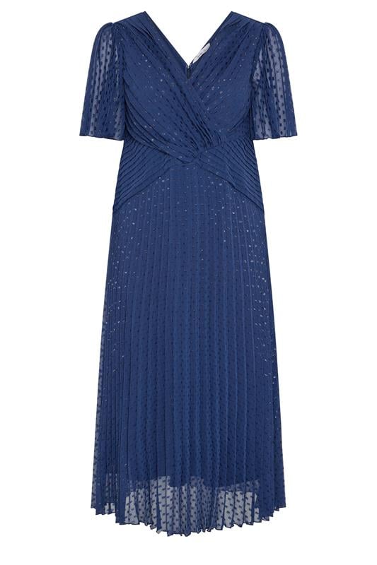  YOURS LONDON Curve Blue Pleated Wrap Maxi Dress