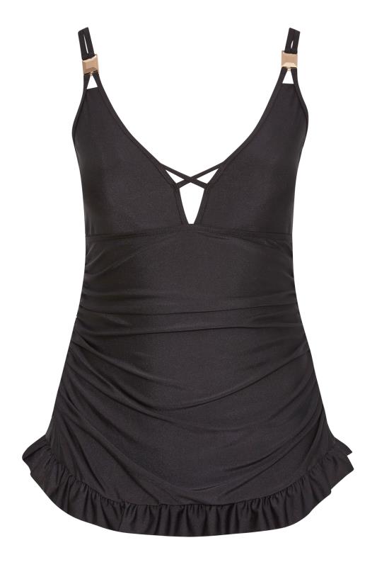 Plus Size Black Plunge Bodycon Tummy Control Swim Dress | Yours Clothing 6