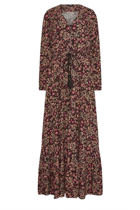 LTS Tall Black Floral Button Maxi Dress | Long Tall Sally 5