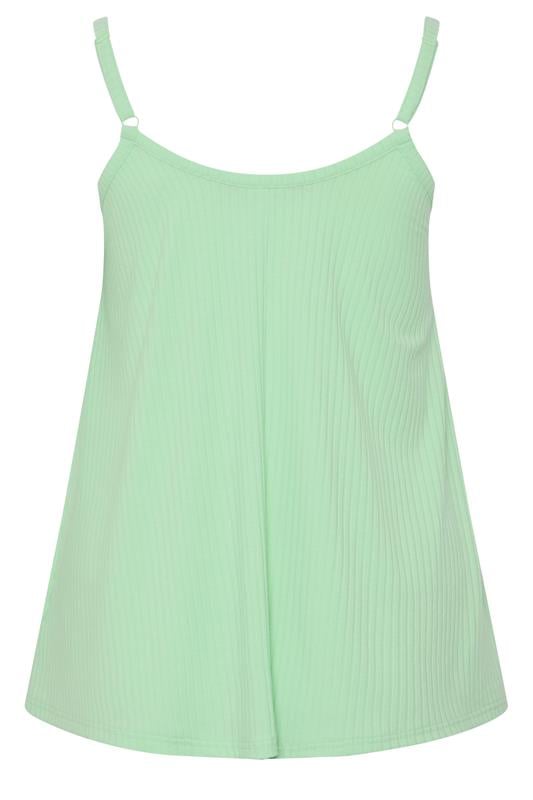 YOURS Plus Size Mint Green Ribbed Swing Vest Top | Yours Clothing 2