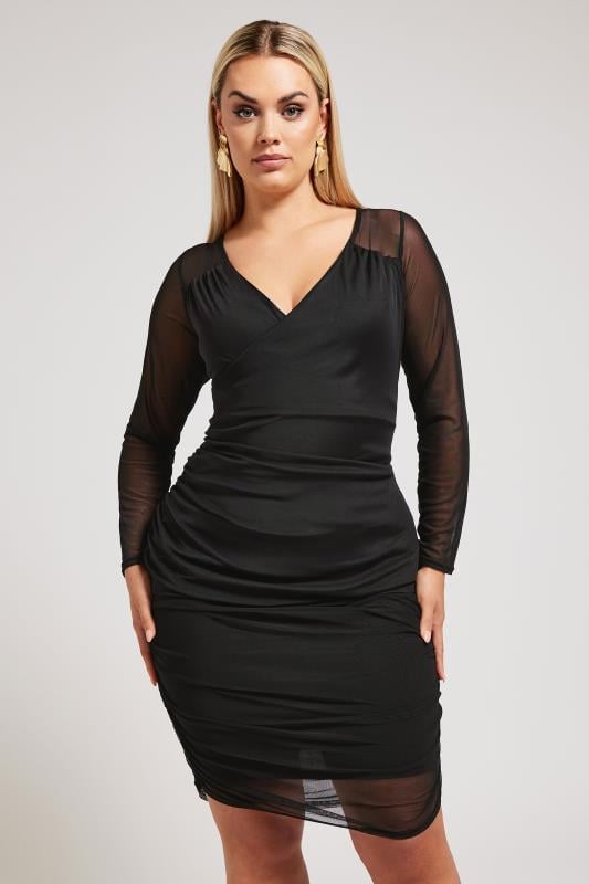 YOURS LONDON Plus Size Black Mesh Top | Yours Clothing 1