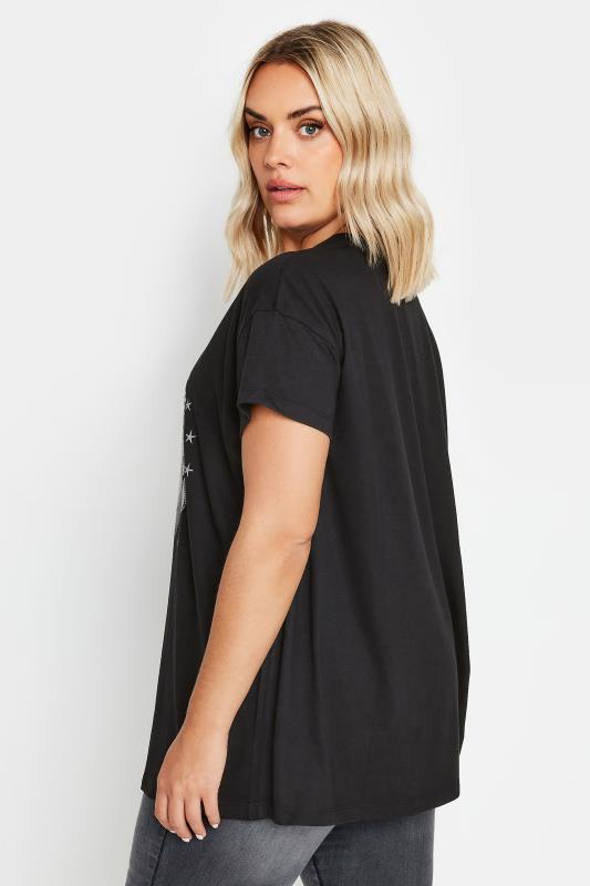 YOURS Plus Size Black 'Rebel Club' Slogan T-Shirt | Yours Clothing 3