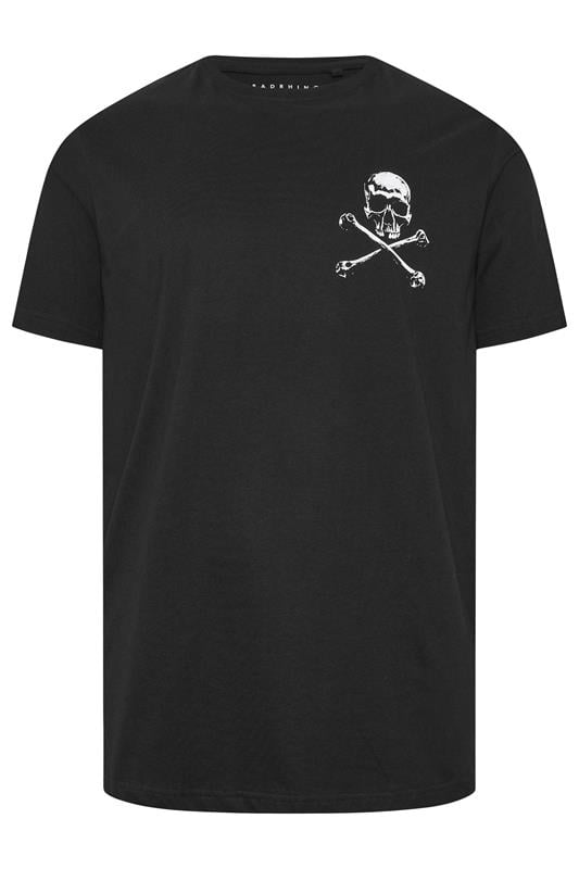 BadRhino Big & Tall Black Skull & Crossbones Graphic T-Shirt 7