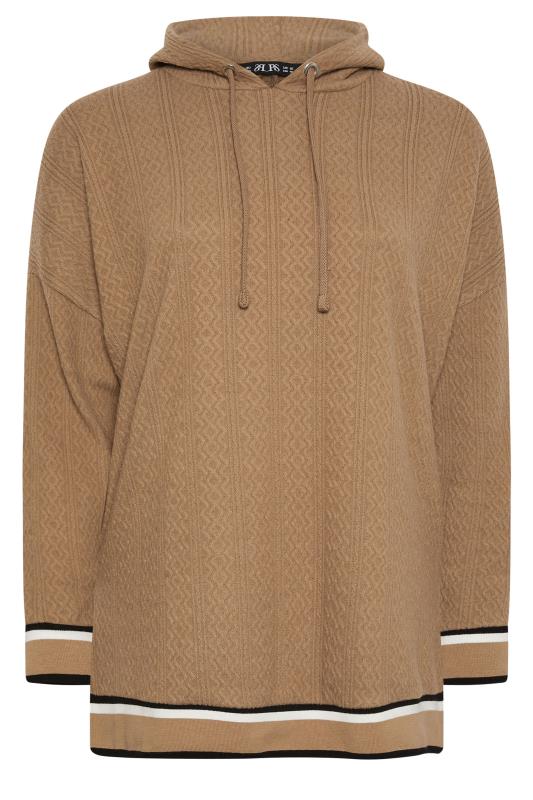 YOURS Plus Size Natural Brown Knit Hoodie | Yours Clothing   5