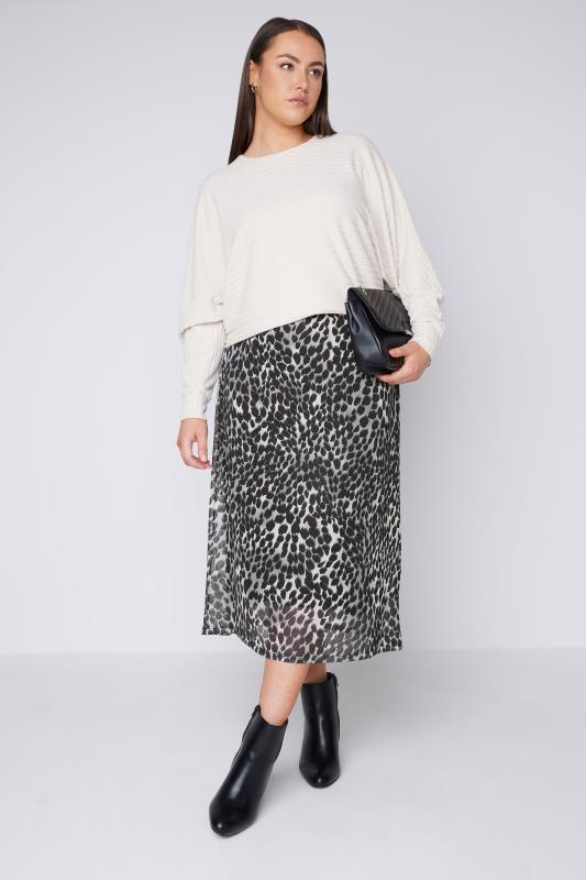 EVANS Plus Size Grey Animal Print Mesh Skirt | Evans  2