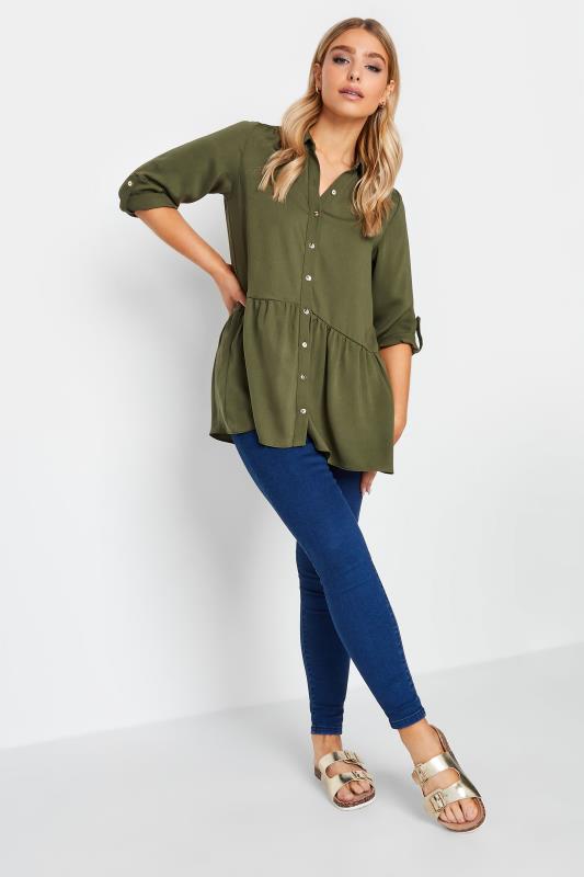 M&Co Khaki Green Frill Hem Shirt | M&Co 2