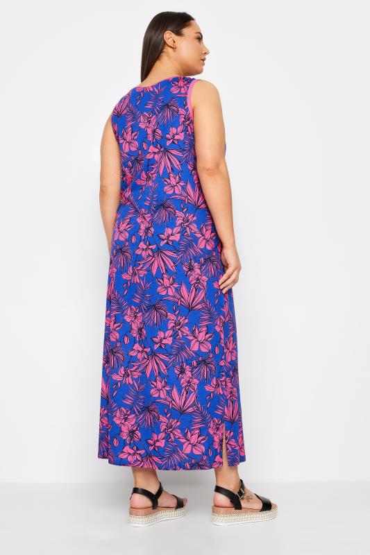Evans Blue & Pink Floral Maxi Dress 3