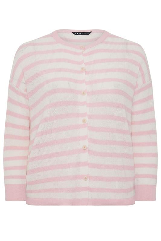 YOURS Plus Size Pink Stripe Knitted Cardigan | Yours Clothing 5