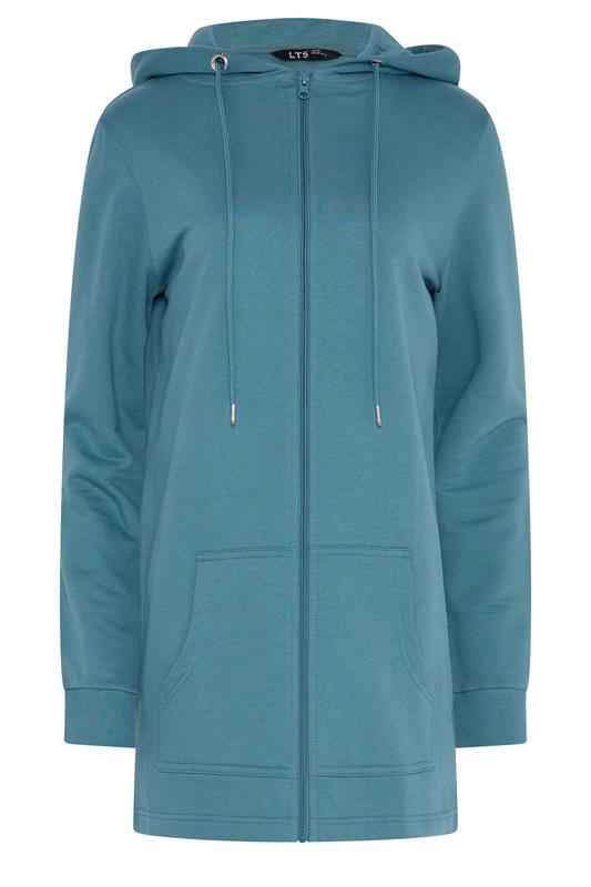LTS Tall Women's Teal Blue Cotton Longline Zip Hoodie | Long Tall Sally 5