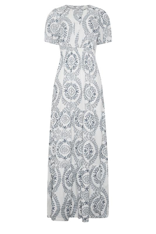 LTS Tall Women's Navy & White Leaf Print Linen Maxi Dress | Long Tall Sally 5