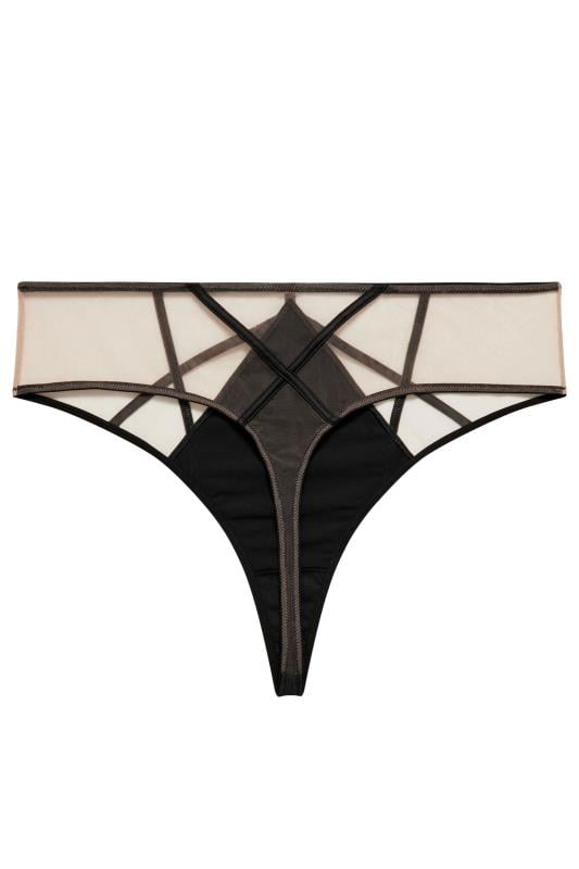 PLAYFUL PROMISES Black Ramona Illusion Strap Mesh High Waist Thong | Yours Clothing 2