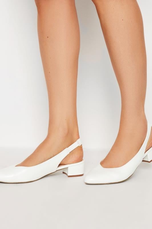 LTS White Faux Suede Slingback Point Heels In Standard Fit | Long Tall Sally 1