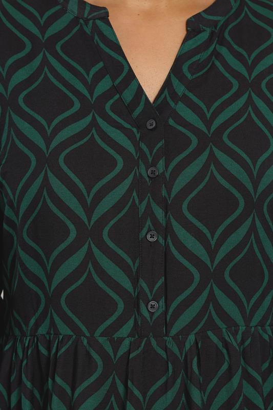 EVANS Plus Size Black Geometric Print Half Placket Dress | Evans 4