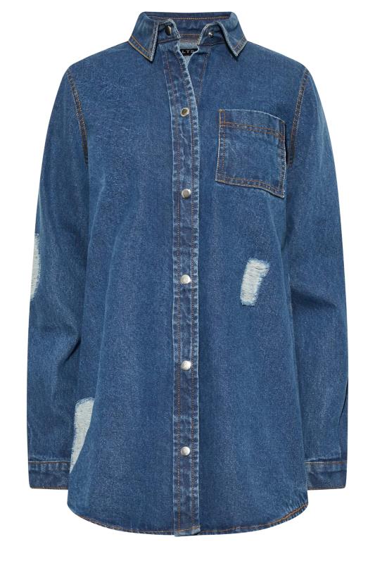 LTS Tall Women's Blue Distressed Denim Shirt | Long Tall Sally 6