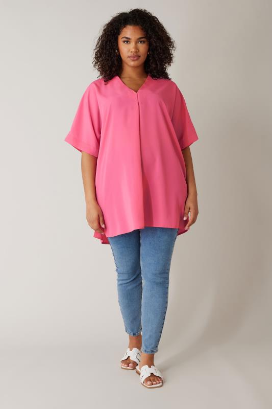 EVANS Plus Size Pink Pleat Front Blouse | Evans 2