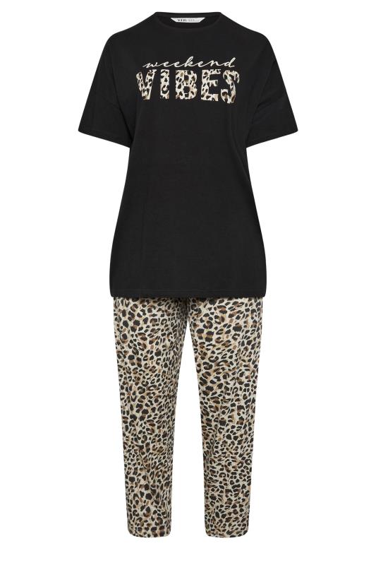 YOURS Plus Size Black 'Weekend Vibes' Wide Leg Pyjama Set | Yours Clothing 5