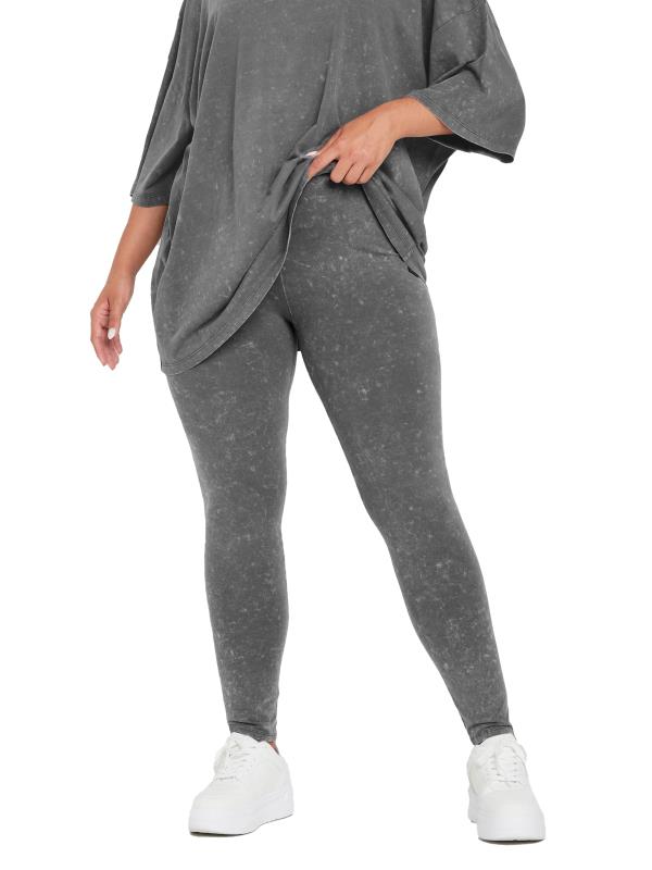 YOURS Plus Size Grey Acid Wash Leggings | Yours Clothing 6