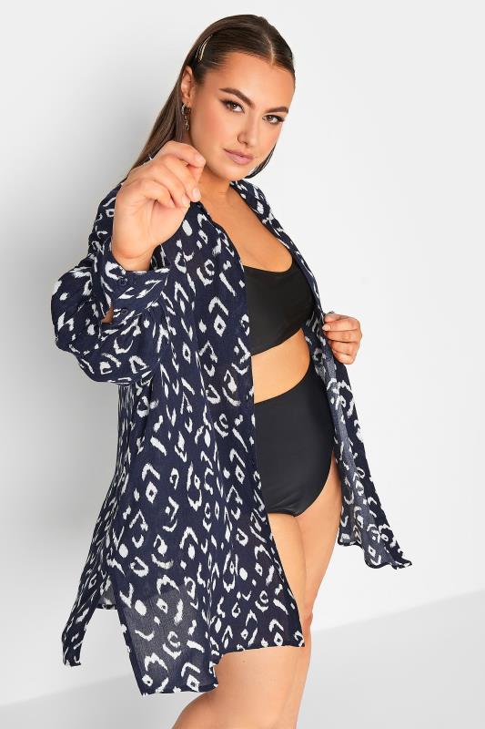YOURS Curve Black Abstract Print Bubble Hem Top