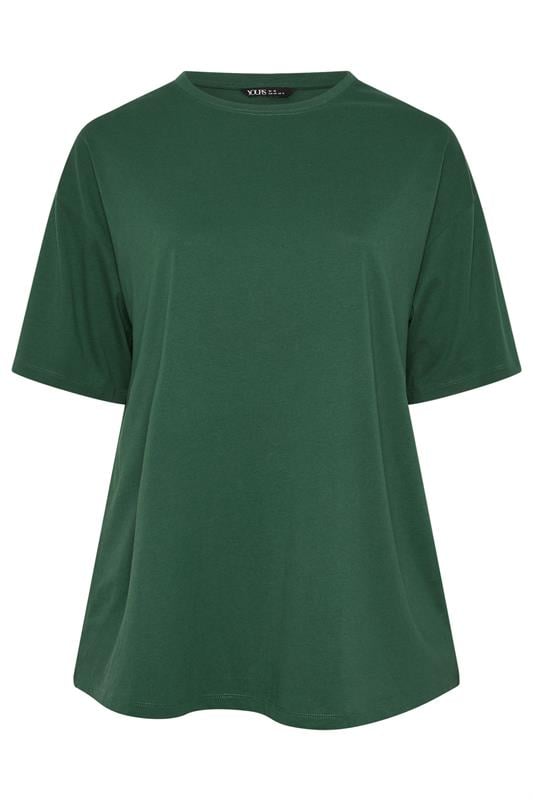 YOURS Plus Size Dark Green Relaxed Longline T-Shirt | Yours Clothing 5