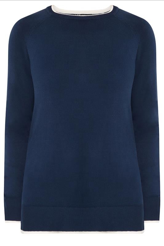 LTS Tall Women's Navy Blue Layered Knitted Jumper | Long Tall Sally 5