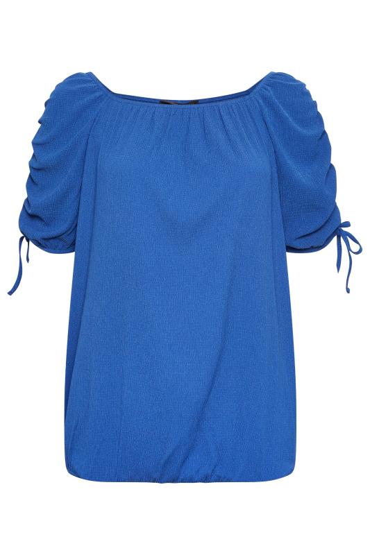 YOURS Plus Size Blue Textured Bubble Hem Top | Yours Clothing 5