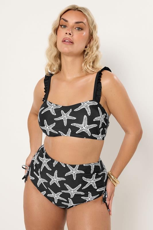 YOURS Plus Size Black Starfish Print Bikini Top | Yours Clothing 1