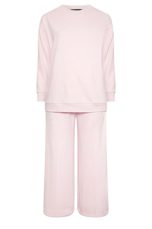 YOURS Plus Size Light Pink Sweatshirt & Wide Leg Jogger Set | Yours Clothing 1