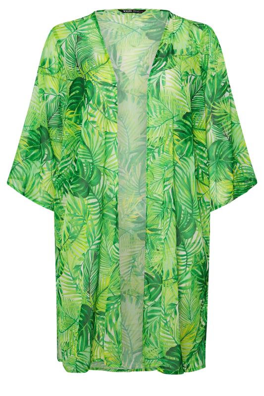 YOURS Plus Size Green Tropical Print Beach Shirt | Yours Clothing 5