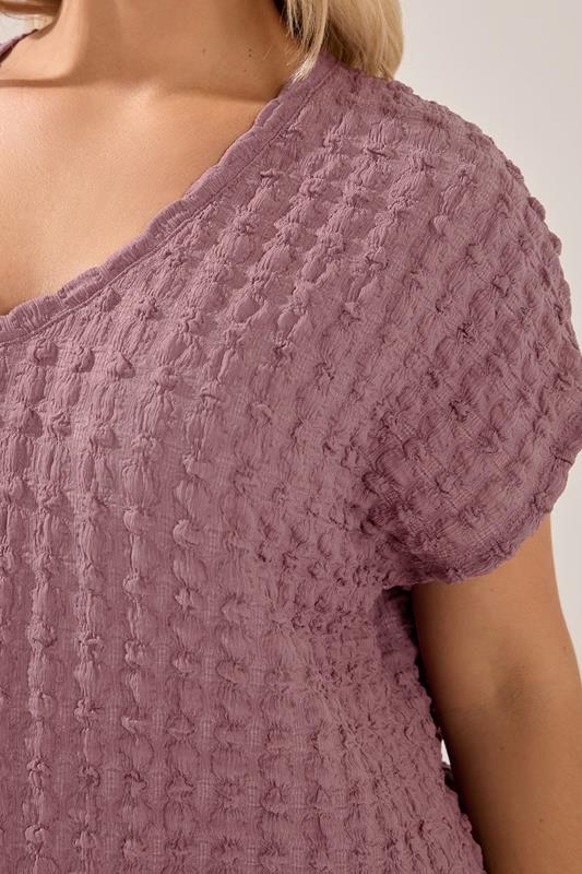 YOURS Plus Size Dusky Pink Bubble Textured T-Shirt | Yours Clothing 5