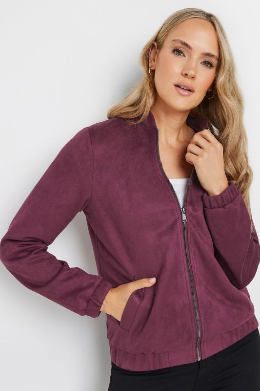 LTS Tall Burgundy Red Faux Suede Bomber Jacket | Long Tall Sally 4