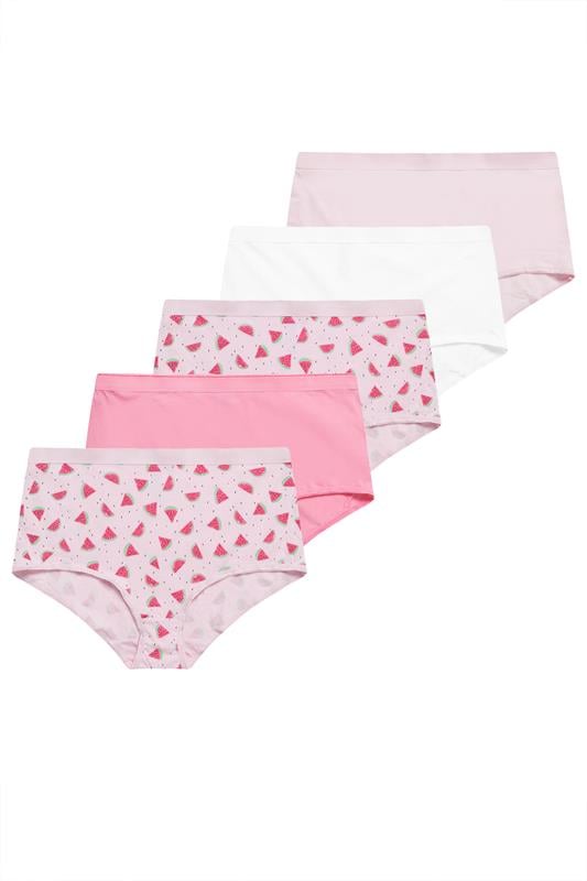  YOURSET 5 PACK Curve Pink Watermelon Print Full Briefs
