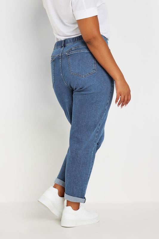 YOURS Plus Size Mid Blue Boyfriend Jeans | Yours Clothing 2