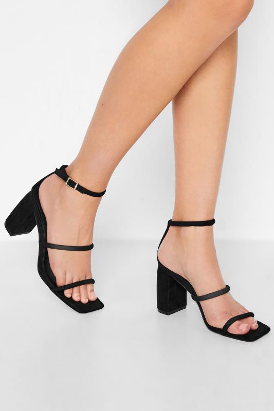 LTS Black Faux Suede Block Heels In Standard Fit | Long Tall Sally 1