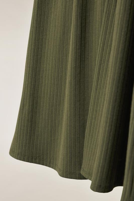 EVANS Plus Size Khaki Green Ribbed Utility Dress | Yours Clothing 7
