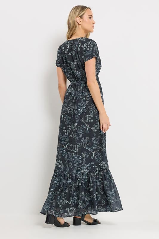LTS Tall Women's Navy Blue Floral Tie Waist Maxi Dress | Long Tall Sally 2