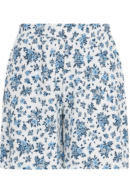 YOURS Plus Size White Vintage Floral Textured Shorts | Yours Clothing 5